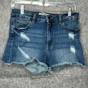 Wax Jean Collection‎ Women's Distressed Frayed Shorts in Medium Wash- Sz L